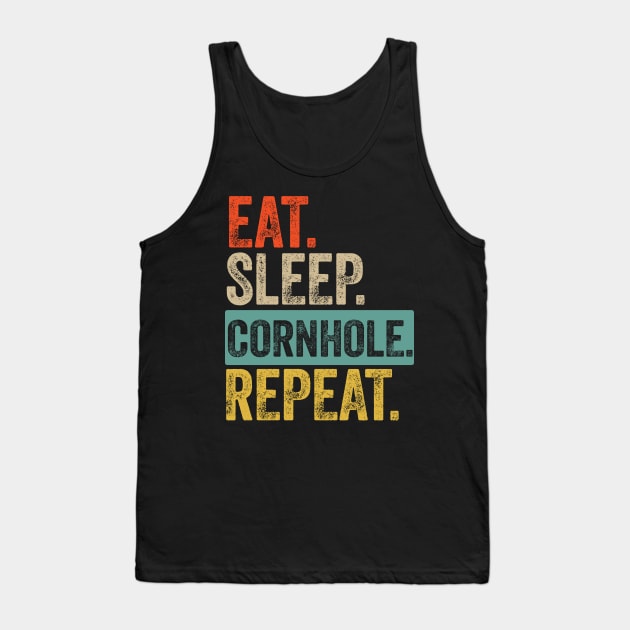 Eat sleep cornhole repeat retro vintage Tank Top by Lyume